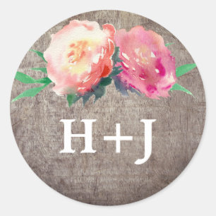 Adesivo Redondo Flower Rustic Flower Envelope Seals