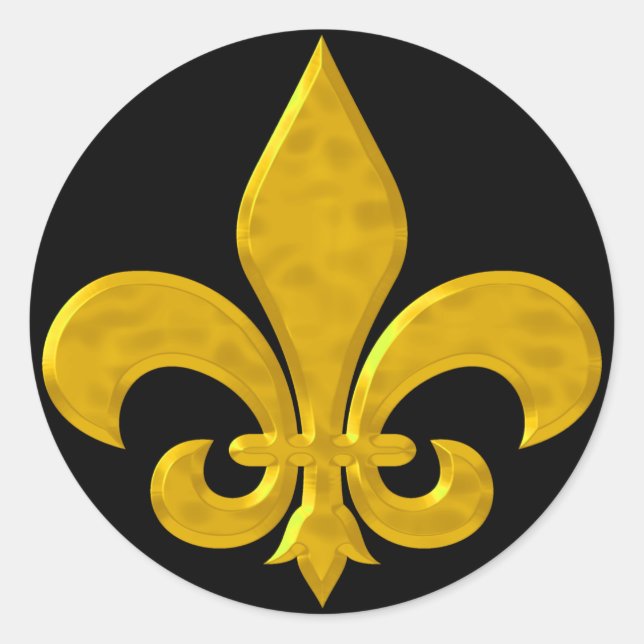 Adesivo Redondo Fluer De Lis Hammered Dourado (Frente)