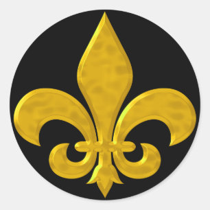 Adesivo Redondo Fluer De Lis Hammered Dourado