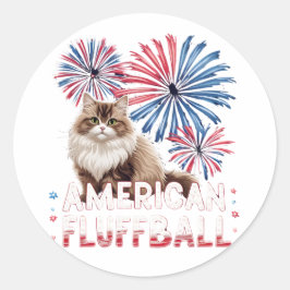 Adesivo Redondo Fluffball Americano - Vinheta Gato