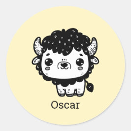 Adesivo Redondo Fluffy Bison Baby - Kawaii Fazenda Arte Animal