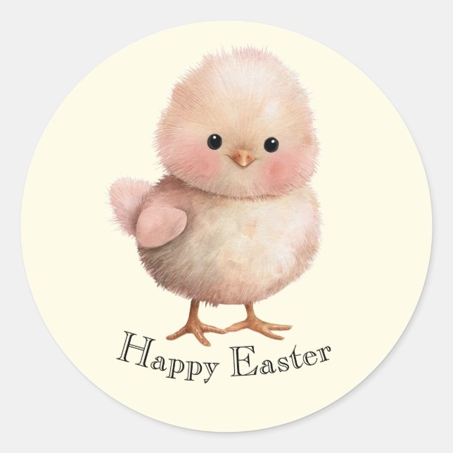 Adesivo Redondo Fluffy Little Chick | Cute Spring & Easter Animal  (Frente)