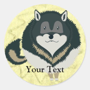 Adesivo Redondo Fluffy Wolf Stickers