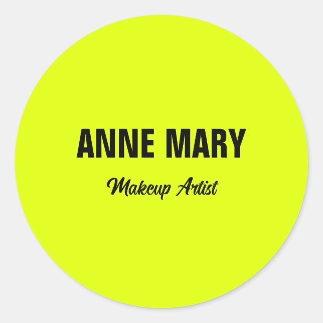 Adesivo Redondo Fluorescente Neon Yellow Bright Personalizado Colo (Frente)