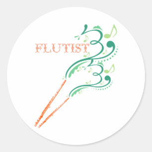 Adesivo Redondo Flutista