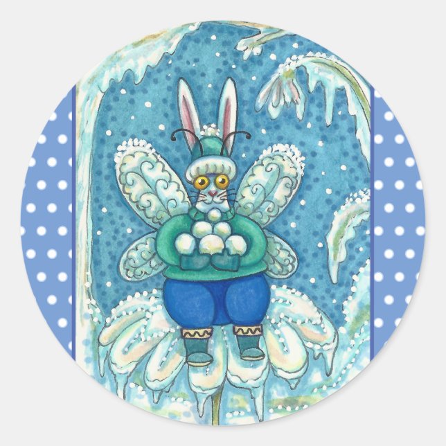 ADESIVO REDONDO FLUTTERBUN WINTER WONDERLAND, BUNNY RABBIT (Frente)