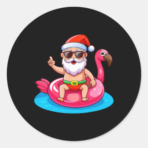 Adesivo Redondo Flutuador Flamingo de Natal Praia Natal Divertido