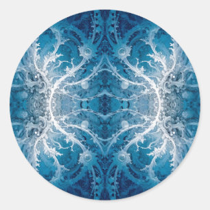 Adesivo Redondo Fluxo Cósmico Sagrado - Simetria de Prata Azul