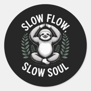 Adesivo Redondo Fluxo Lento Alma Lenta Preguiça Yoga Meditação