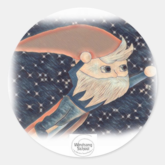 Adesivo Redondo Flying Gnome Stickers (Frente)