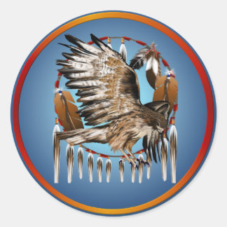 Adesivo Redondo Flying Hawk Dreamcatcher Sticker