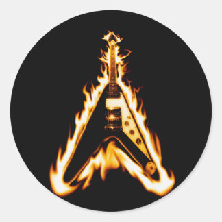 Adesivo Redondo Flying V Guitar
