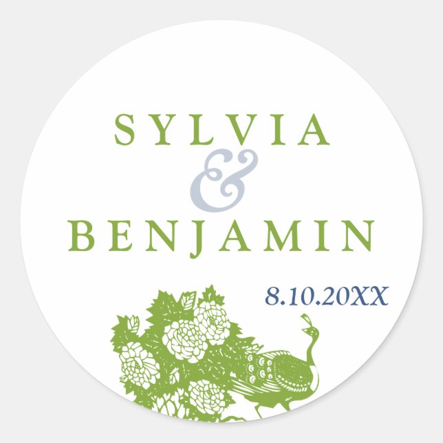 Adesivo Redondo Foca-chata verde azul do jardim de paz (Frente)