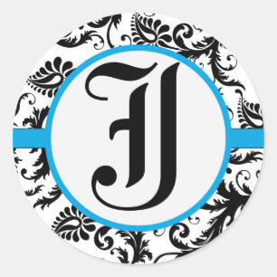 Adesivo Redondo Foca de Casamento de Amarino Negro Damasco