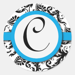 Adesivo Redondo Foca de Casamento de Amarino Negro Damasco