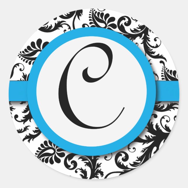 Adesivo Redondo Foca de Casamento de Amarino Negro Damasco (Frente)