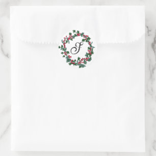 Adesivo Redondo Foca de Natal com inicial personalizada
