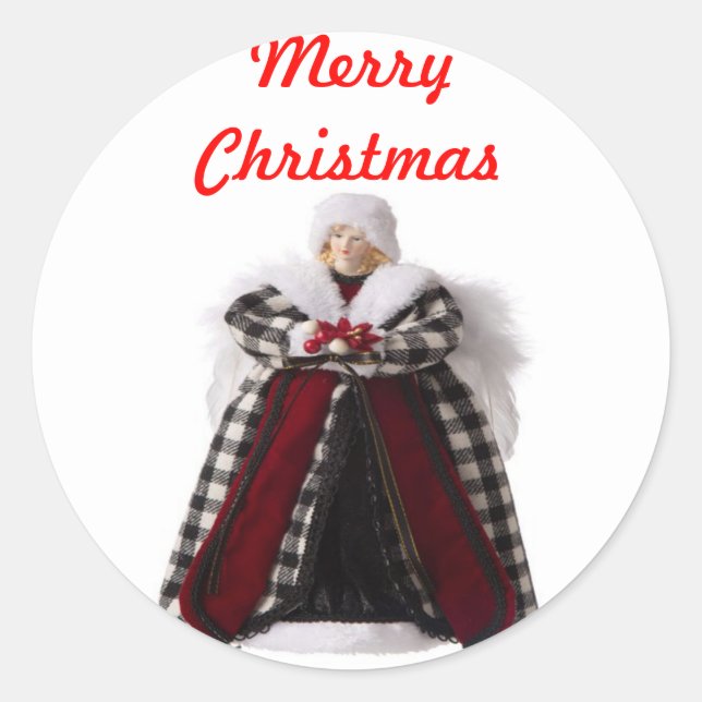 Adesivo Redondo Focas de Envelope Angel de Natal (Frente)