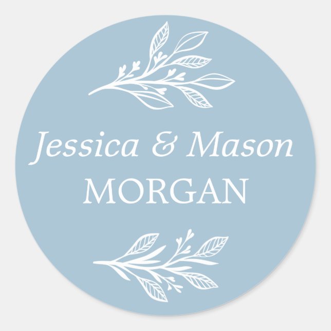 Adesivo Redondo Focas de Envelope Azul Rustic Dusty - Vinhetas Fav (Frente)