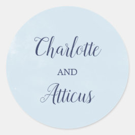 Adesivo Redondo Focas de Envelope de Casamento de Cor Azul-Claro