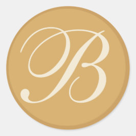 Adesivo Redondo Focas de Envelope de Casamento Monogramas Beige &