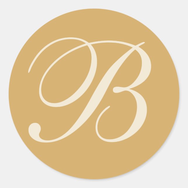 Adesivo Redondo Focas de Envelope de Casamento Monogramas Beige &  (Frente)