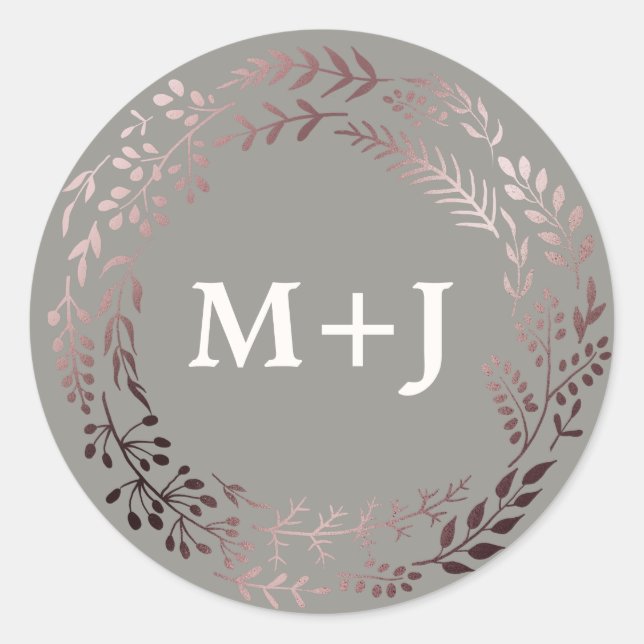 Adesivo Redondo Focas de envelope de Cinza Dourada e Elegante (Frente)