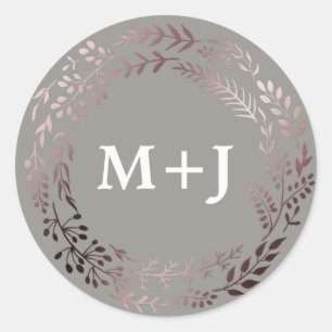 Adesivo Redondo Focas de envelope de Cinza Dourada e Elegante