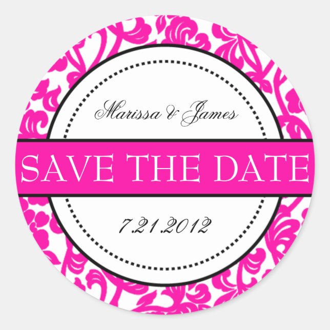 Adesivo Redondo Focas de Envelope Gótico, Branco e Rosa (Frente)