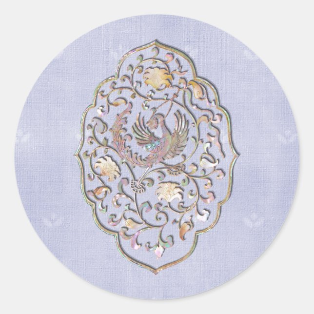 Adesivo Redondo Focas de envelopes azuis-claros para Casamento vin (Frente)