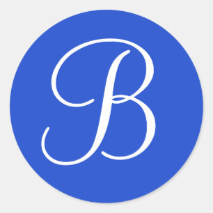 Adesivo Redondo Focas de envelopes azuis e brancos monogramas escu