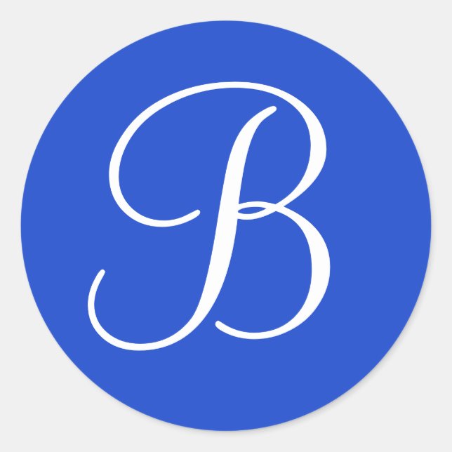 Adesivo Redondo Focas de envelopes azuis e brancos monogramas escu (Frente)