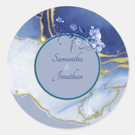 Adesivo Redondo Foco de Envelope Azul Aqua Marble Moderno