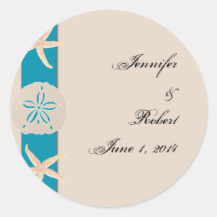 Adesivo Redondo Foco de Envelope Banda-de-castanho e turquesa