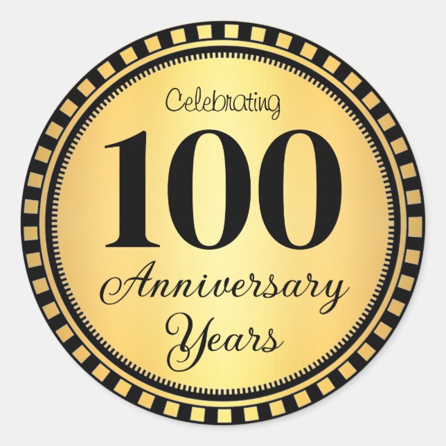 Adesivo Redondo Foco de Envelope de 100 Anos (Frente)