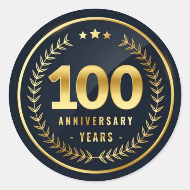 Adesivo Redondo Foco de Envelope de 100 Anos (Frente)