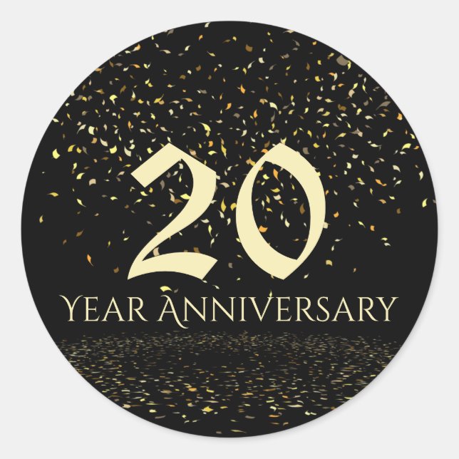 Adesivo Redondo Foco de Envelope de 20 anos (Frente)