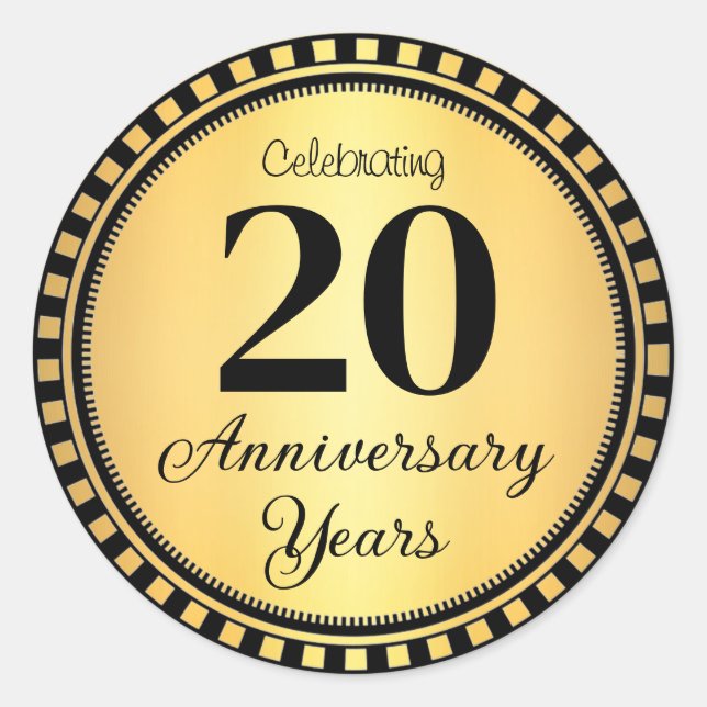 Adesivo Redondo Foco de Envelope de 20 anos (Frente)