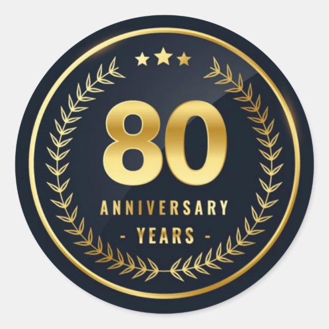 Adesivo Redondo Foco de Envelope de 80 anos (Frente)