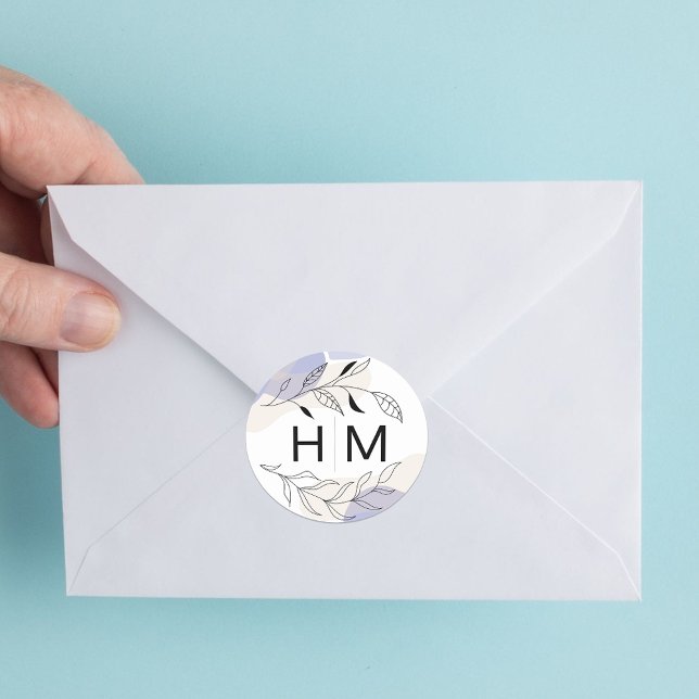 Adesivo Redondo Foco de Envelope de Arranjo em Linha Botânica Míni (Criador carregado)