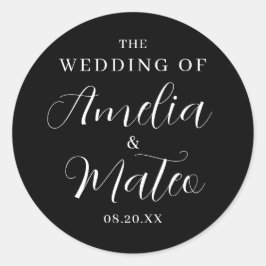 Adesivo Redondo Foco de Envelope de Caligrafia Branca Negra