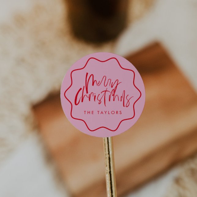 Adesivo Redondo Foco de Envelope de Natal Moderno (Criador carregado)