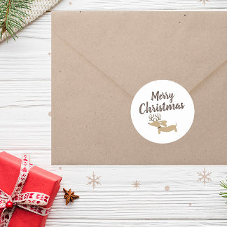 Adesivo Redondo Foco de Envelope de Natal Rustic Dachshund