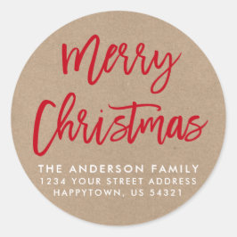 Adesivo Redondo Foco de Envelope Kraft de Natal com Script de Pinc