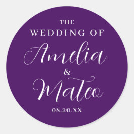 Adesivo Redondo Foco de Envelope para Caligrafia Branca Roxa