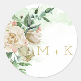 Adesivo Redondo Foco de Envelope Rosa de Aquarela