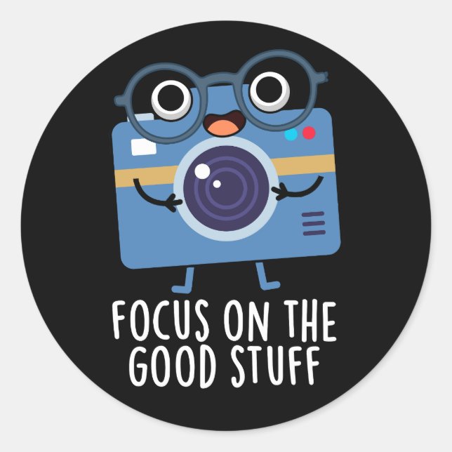 Adesivo Redondo Foco Em Boas Coisas Positivas Pun Dark BG (Frente)