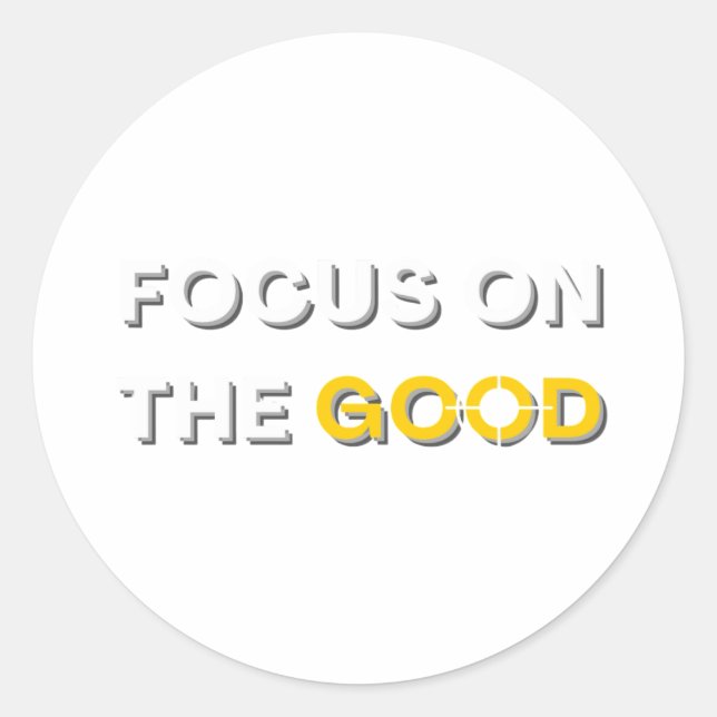 Adesivo Redondo Foco no bom design de texto (Frente)