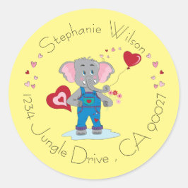 Adesivo Redondo Focos de Envelope Amarelo-Cinto e Elefante-Cinto