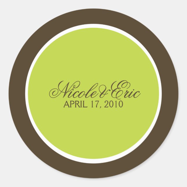 Adesivo Redondo Focos de Envelope Castanho e Chartreuse (Frente)